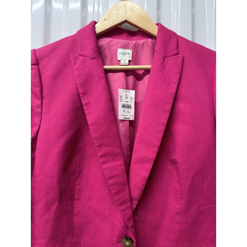 new J CREW hot pink Holland barbie fuchsia linen cotton single button blazer - Picture 3 of 8